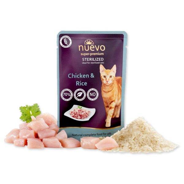 Υγρη Τροφη Γατας Nuevo Sterilised Με Κοτόπουλο & Ρύζι 85g Υγρη Τροφη