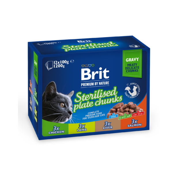 Brit Premium Family Pack Sterilised Plate Chunks 12x100g Υγρη Τροφη
